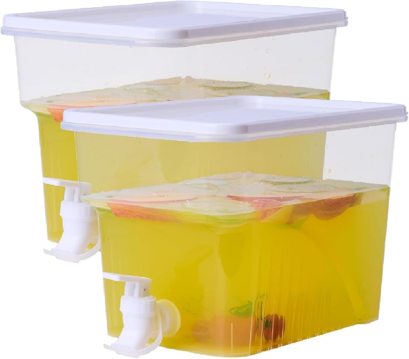 BEWBBAT 2 Pack 1.3 Gallon Fridge Drink Dispenser with Spigot, Leak-proof Plastic Beverage Drink Dispenser Refrigerator Iced Juice Lemonade Dispenser For Party, Bar - Image 1
